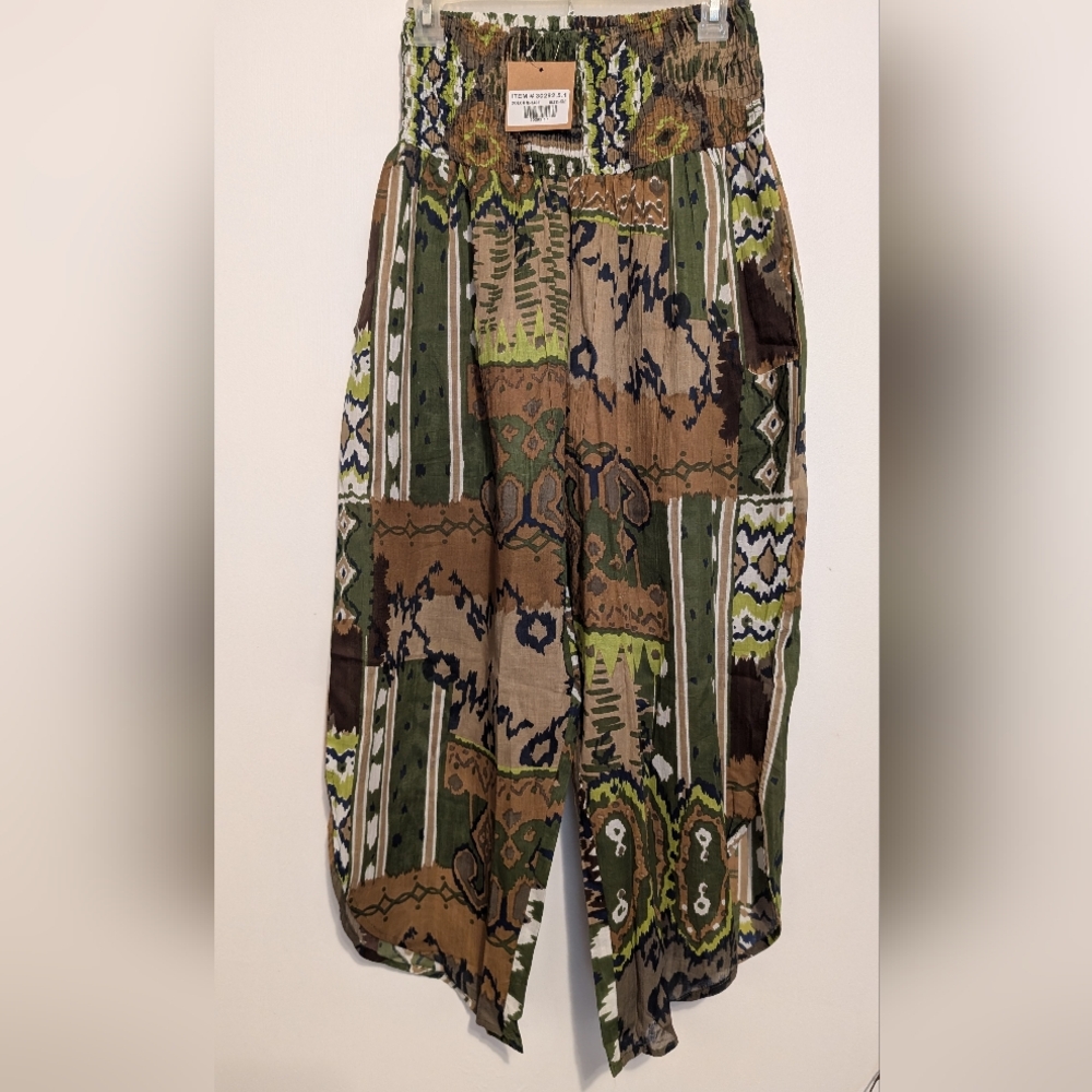 Bohemian Wide Leg Women's S/M Pockets Wide Elastic Waist Pockets New